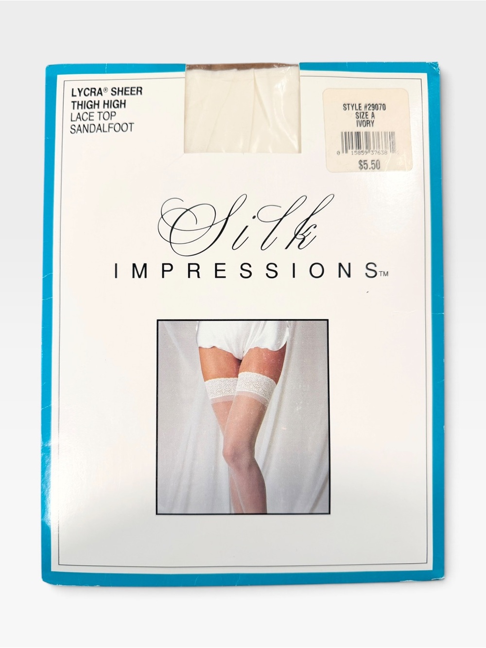 Vintage Lace Nylon Thigh High Stockings Size A Ivory Silk Impressions Lingerie